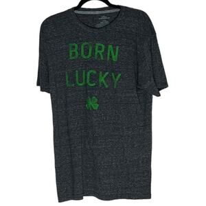 St. Patrick’s Day Born Lucky T-Shirt Gray Size Large